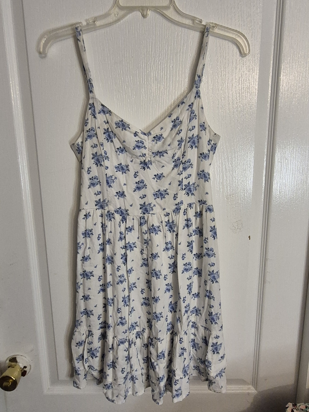 Hollister White Mini Dress with Blue Floral Pattern